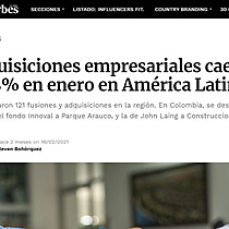 Adquisiciones empresariales caen 28,8% en enero en Amrica Latina